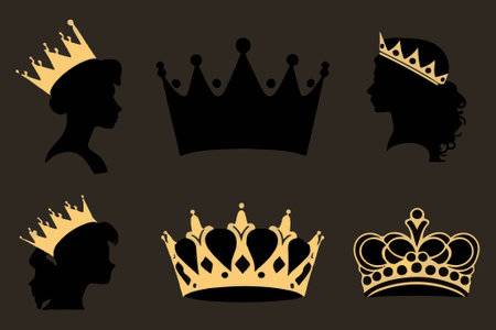 Silhouettes king crowns set Illustration vector design collectionのイラスト素材
