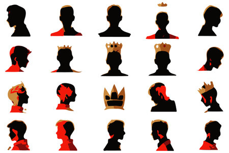 Silhouettes king crowns set Illustration vector design collectionのイラスト素材