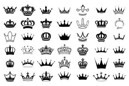 Silhouettes crowns set Illustration vector design collectionのイラスト素材