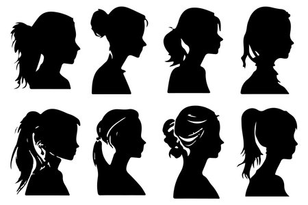 Women set black silhouette isolated vectorのイラスト素材