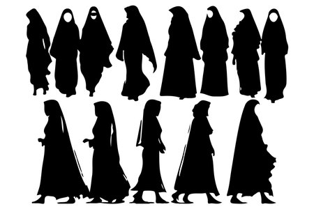 Muslim woman in hijab fashion silhouette vectorのイラスト素材