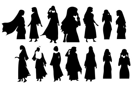 Muslim woman in hijab fashion silhouette vectorのイラスト素材