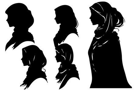 Muslim woman in hijab fashion silhouette vectorのイラスト素材