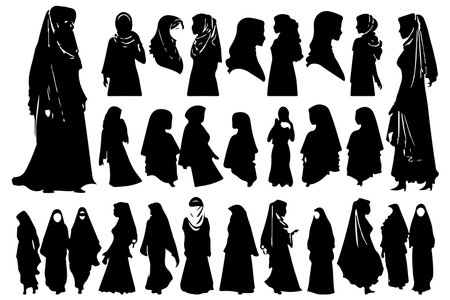 Muslim woman in hijab fashion silhouette vectorのイラスト素材