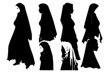 Muslim woman in hijab fashion silhouette vectorのイラスト素材