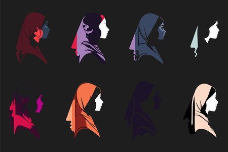 Muslim woman in hijab fashion silhouette vectorのイラスト素材