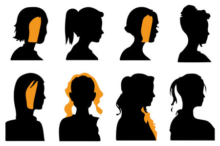 Women set black silhouette isolated vectorのイラスト素材