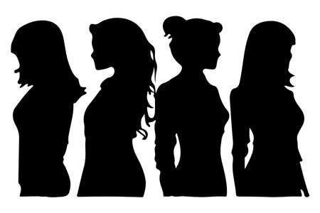 Women set black silhouette isolated vectorのイラスト素材