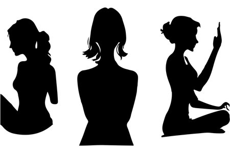 Women set black silhouette isolated vectorのイラスト素材