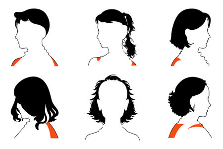 Women set black silhouette isolated vectorのイラスト素材