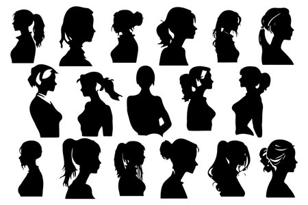 Women set black silhouette isolated vectorのイラスト素材