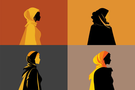 Muslim woman in hijab fashion silhouette vectorのイラスト素材