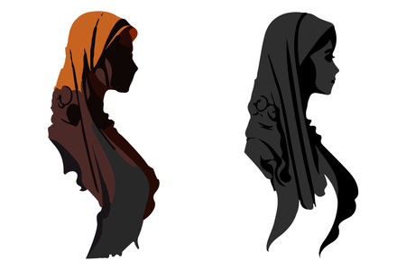 Muslim woman in hijab fashion silhouette vectorのイラスト素材