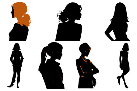 Women set black silhouette isolated vectorのイラスト素材