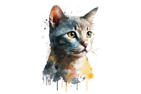 watercolor cat vector illustrationのイラスト素材