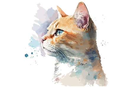 watercolor cat vector illustrationのイラスト素材