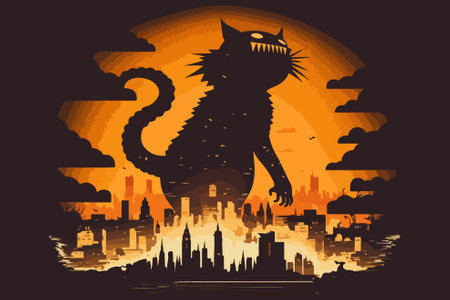Catzilla vector illustrationのイラスト素材