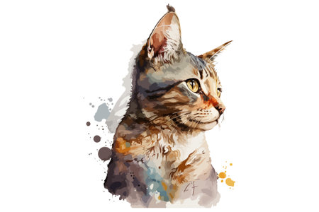 watercolor cat vector illustrationのイラスト素材