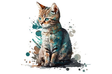 watercolor cat vector illustrationのイラスト素材
