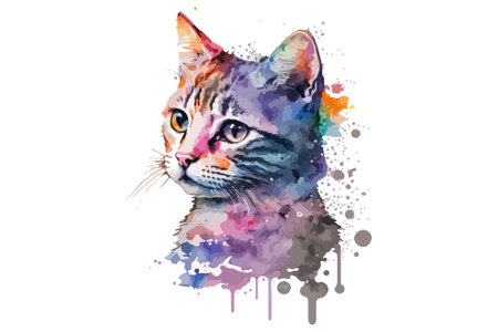 watercolor cat vector illustrationのイラスト素材