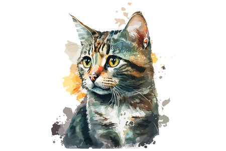 watercolor cat vector illustrationのイラスト素材