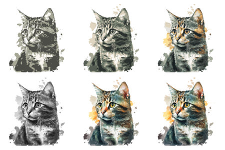 watercolor cat vector illustrationのイラスト素材