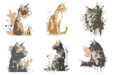 watercolor cat vector illustrationのイラスト素材