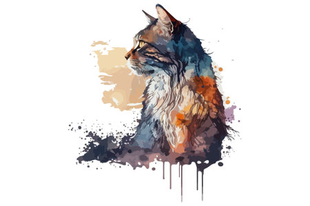 watercolor cat vector illustrationのイラスト素材