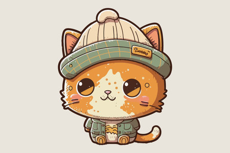 Cat Wearing a hat vector illustrationのイラスト素材