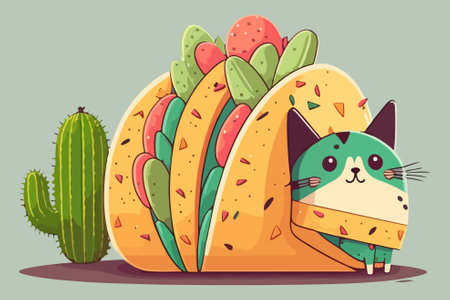 Cat Taco vector illustrationのイラスト素材
