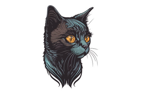 cat tattoo black and white vector illustrationのイラスト素材