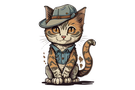Cat Wearing a hat vector illustrationのイラスト素材