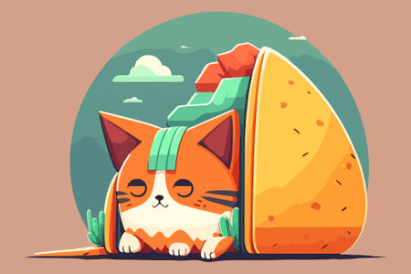 Cat Taco vector illustrationのイラスト素材