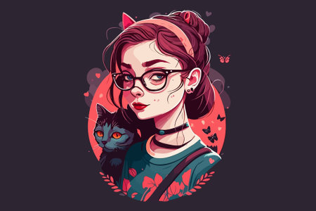 Cat Valentine vector illustrationのイラスト素材