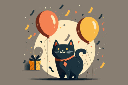 Cat Birthday vector illustrationのイラスト素材