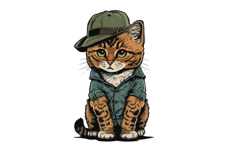 Cat Wearing a hat vector illustrationのイラスト素材