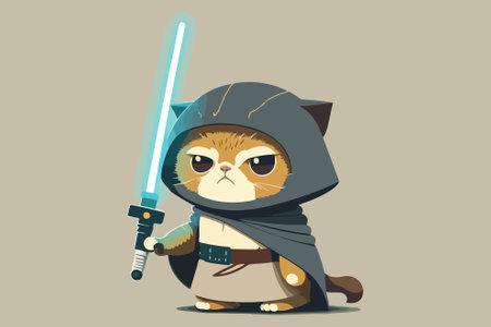 Cat warrior style vector illustration, Cat space warrior vectorのイラスト素材