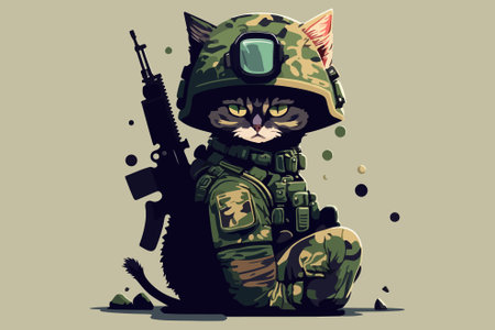 Soldier Cat vector illustrationのイラスト素材