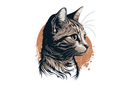 cat tattoo black and white vector illustrationのイラスト素材
