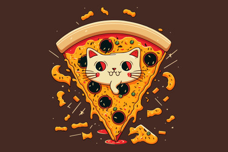 Cat Pizza vector illustrationのイラスト素材