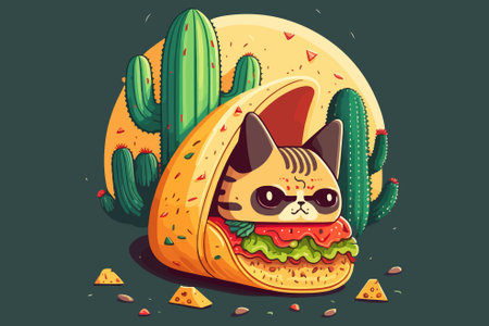 Cat Taco vector illustrationのイラスト素材