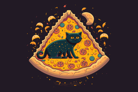 Cat Pizza vector illustrationのイラスト素材