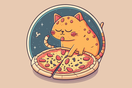 Cat Pizza vector illustrationのイラスト素材
