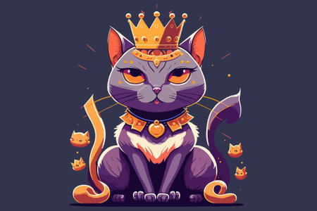 Queen Cat vector illustrationのイラスト素材