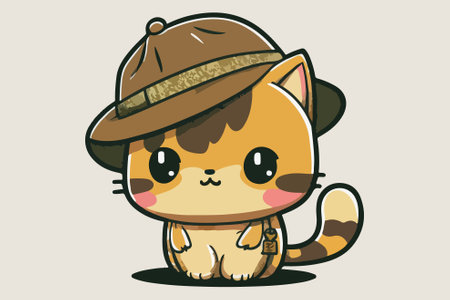 Cat Wearing a hat vector illustrationのイラスト素材