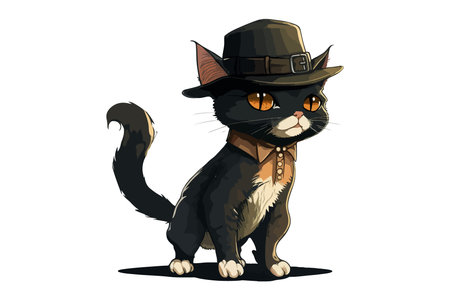 Cat Wearing a hat vector illustrationのイラスト素材