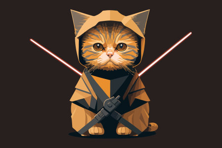 Cat warrior style vector illustration, Cat space warrior vectorのイラスト素材