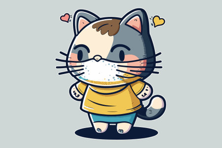 Cat wearing a face mask vector illustrationのイラスト素材