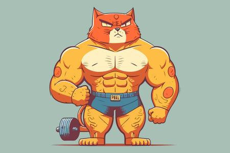 Bodybuilding Cat vector illustrationのイラスト素材