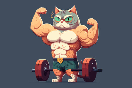 Bodybuilding Cat vector illustrationのイラスト素材
